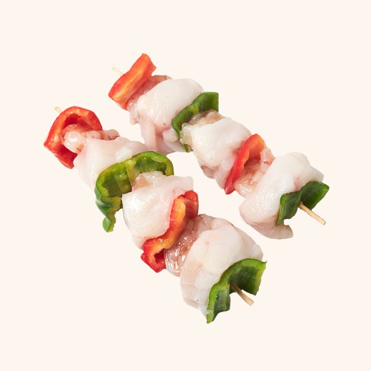 Brochetas de Rape con langostino. 2 unidades de de 150gr c/u