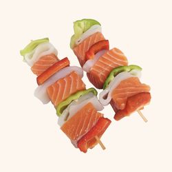 Salmon/Calamar  Brochetas con verduras 2uni de 150gr c/u