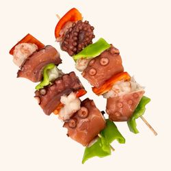 Brochetas Pulpo Cocido/langostino y Verduras 150gr c/u