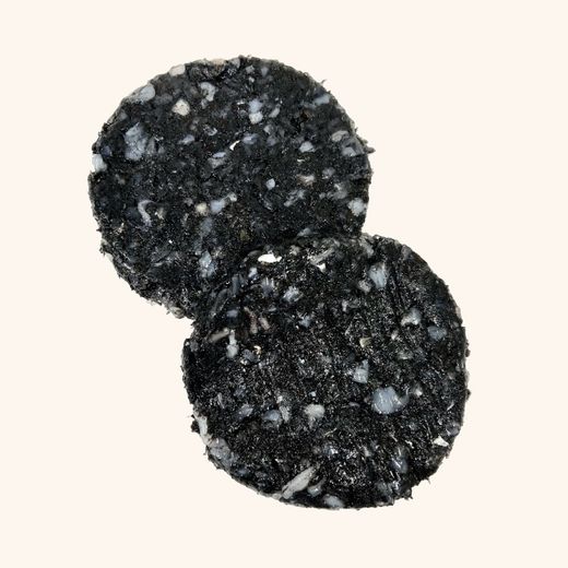 Hamburguesas De Bacalao, Gamba y Chipirones en su tinta 2uni.