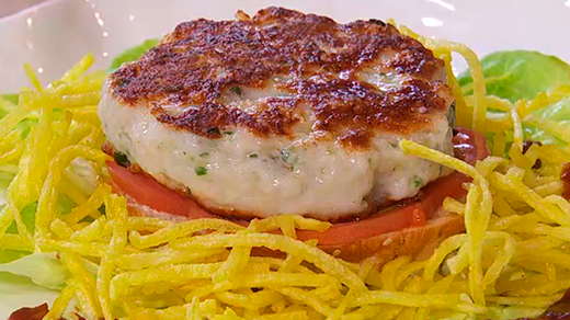 Hamburguesas de Sepia con gambas.  2 unidades